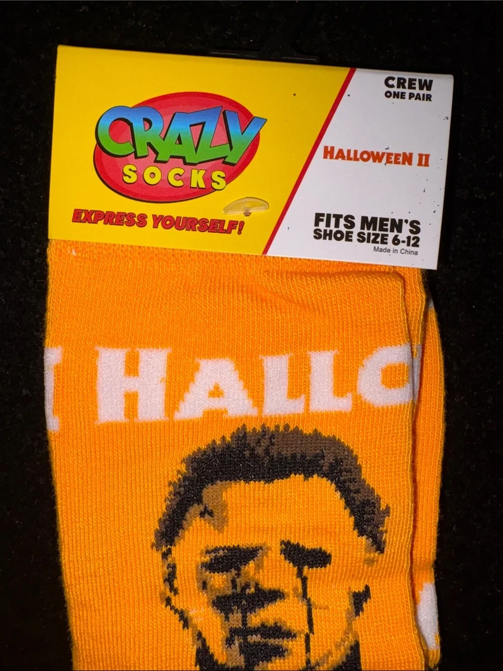 Orange Halloween II Men's Crew Socks Men’s Shoe 6 - 12